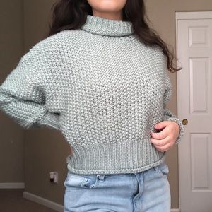Sea foam Green Knit Turtleneck